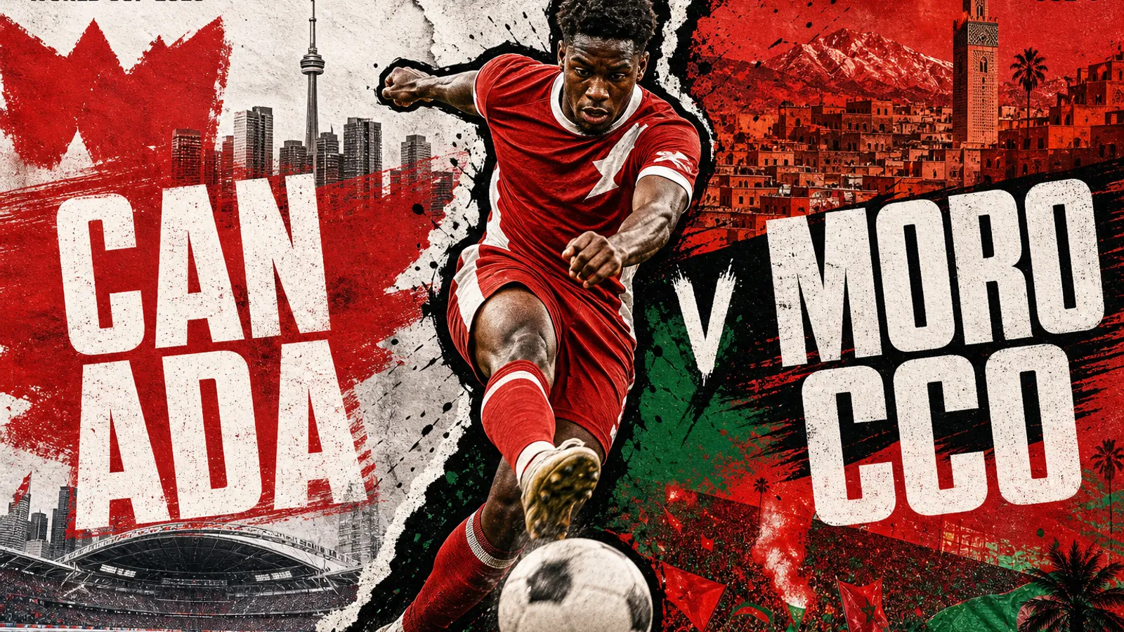 Editorial World Cup 2026 poster for Canada vs Morocco on JUL 4