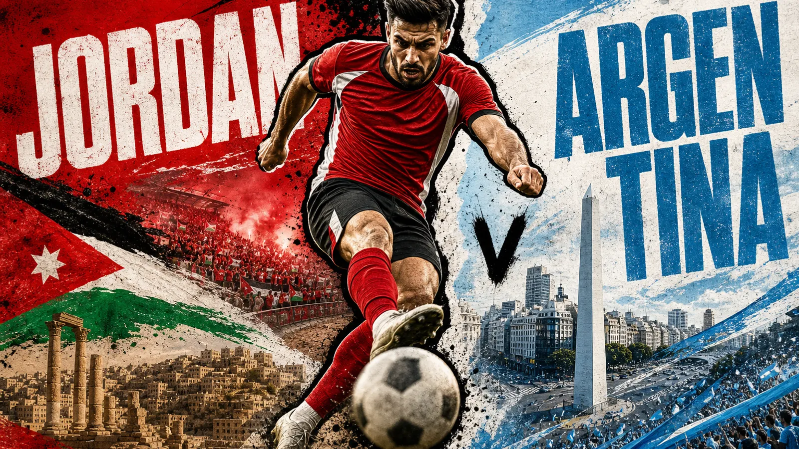 Editorial World Cup 2026 poster for Jordan vs Argentina on JUN 28
