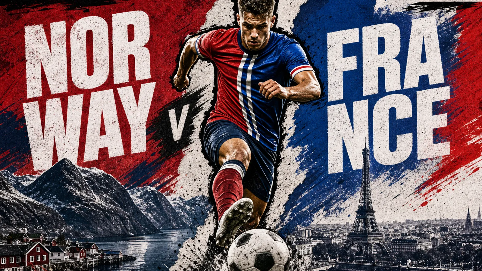 Editorial World Cup 2026 poster for Norway vs France on JUN 26
