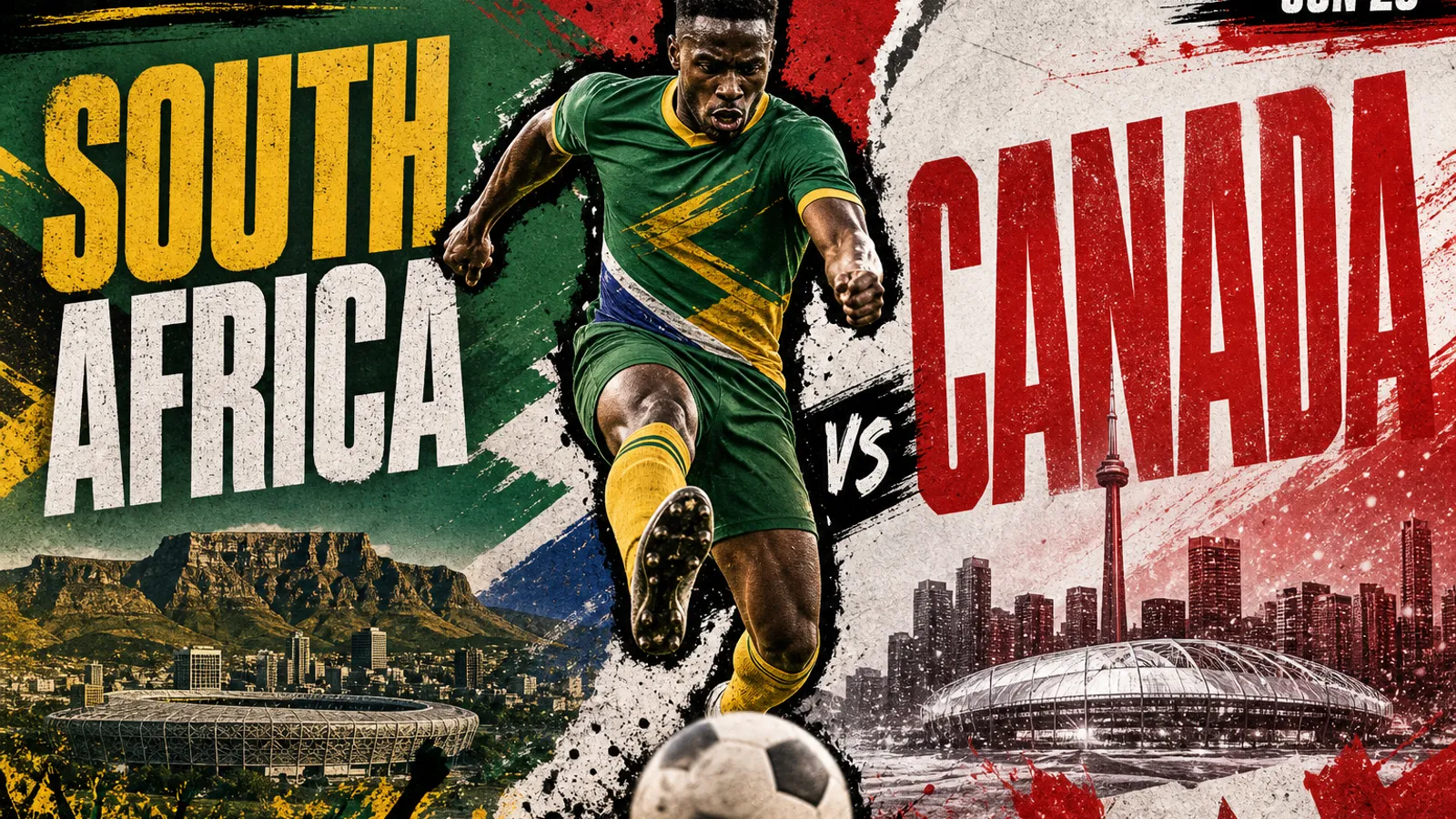 Editorial World Cup 2026 poster for South Africa vs Canada on JUN 28
